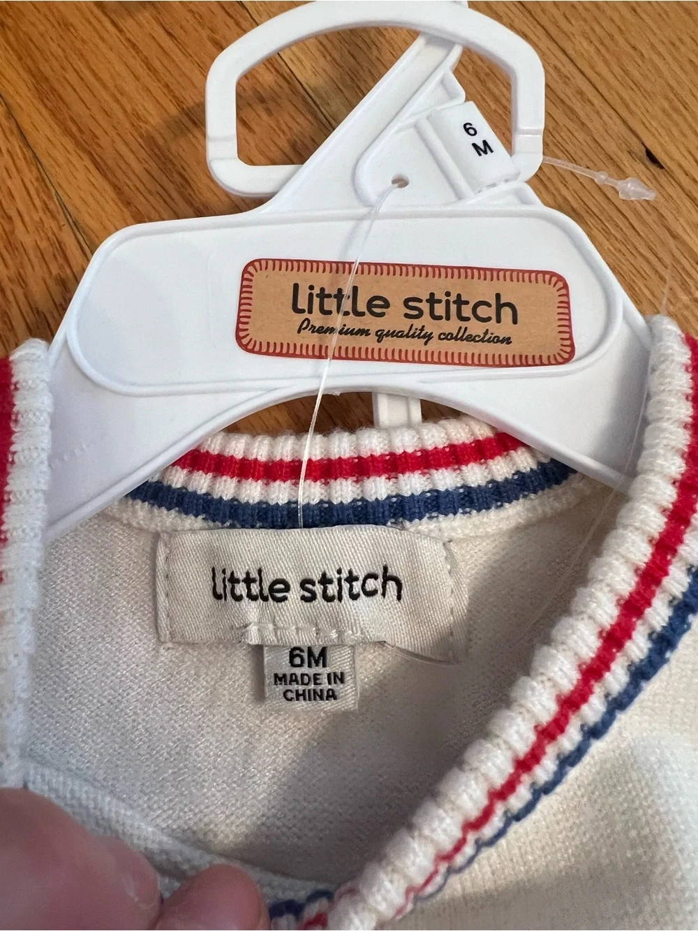 Little Stitch White & Blue Flag Knit shirt and shorts Set